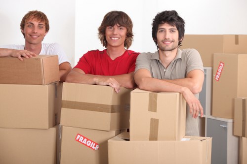 Moving boxes and household items for a flat relocation