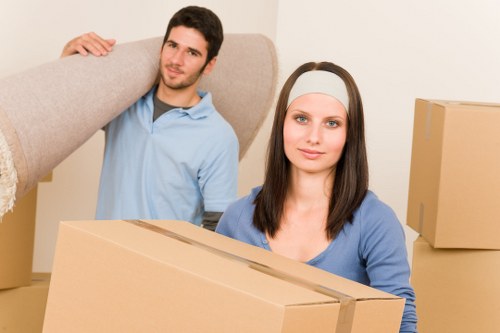 Packed boxes and protective wrapping ready for moving day