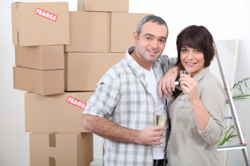 Moving office furniture through a Tufnell Park property entrance